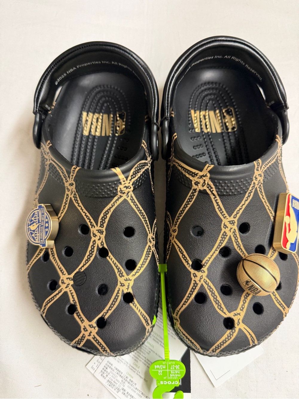 Crocs Kids Classic Clog in Black with Gold Accent